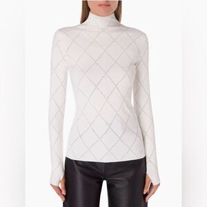Proenza Schouler White Label Pointelle Diamonds Turtleneck Top size S